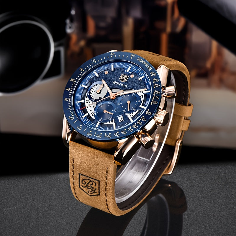 BENYAR Men's Stylish Sports Leather Watch