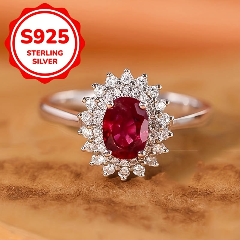 Luxury Diamond Flower Four-Prong Oval Ring