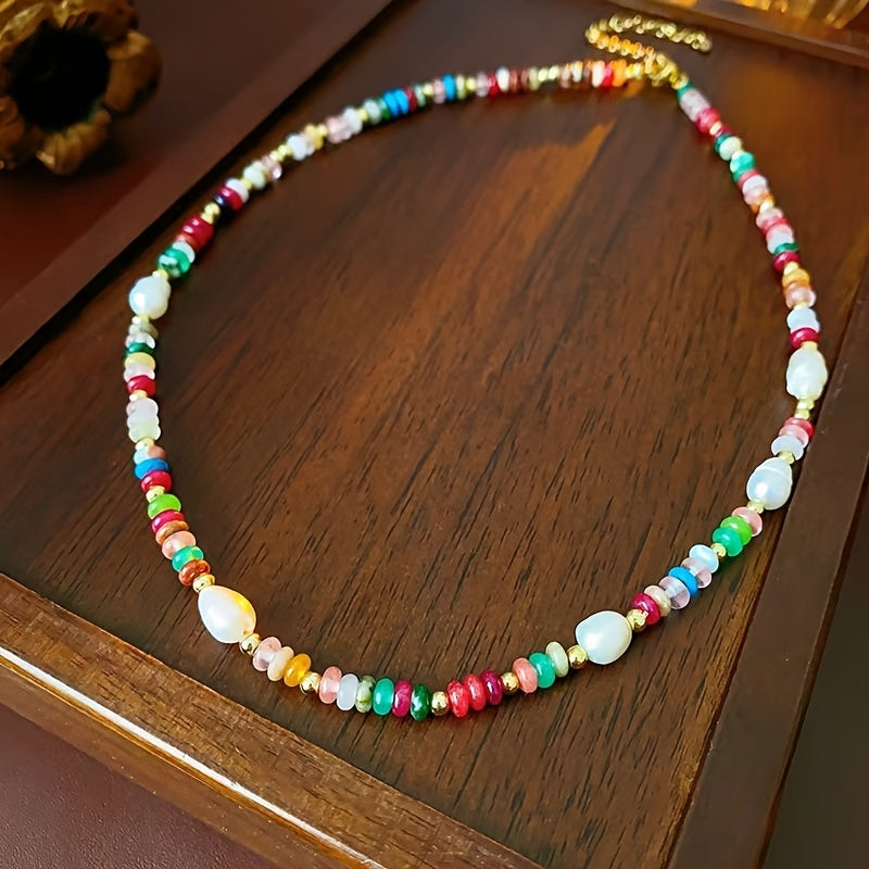 Tribal Style Freshwater Pearl Beaded Necklace