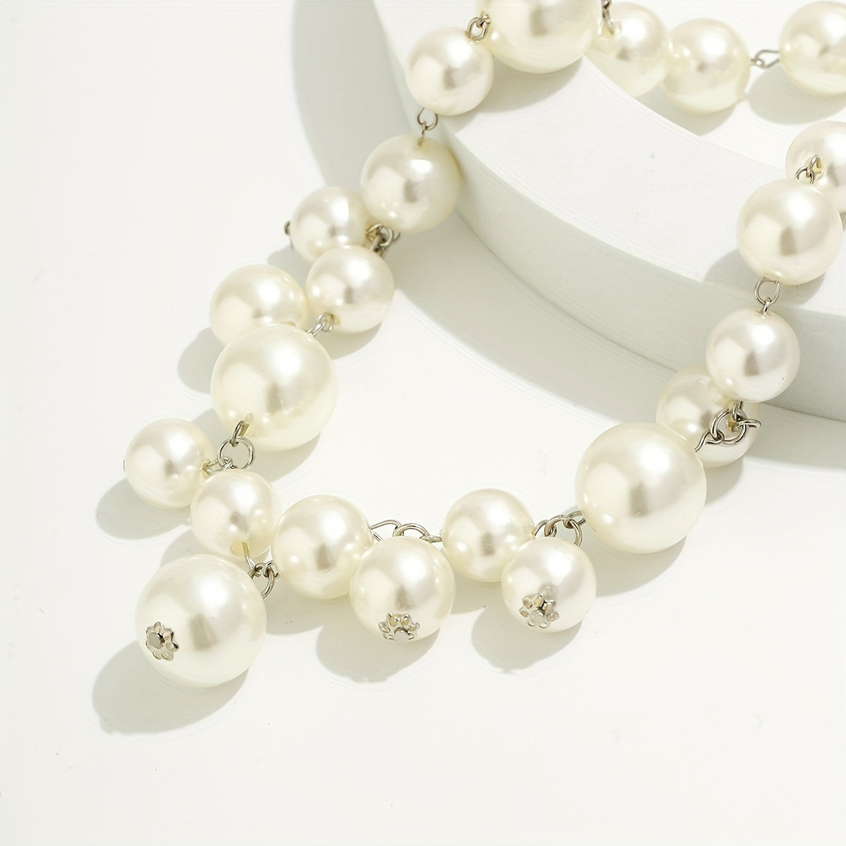 Elegant French-Inspired Faux Pearl Beaded Necklace