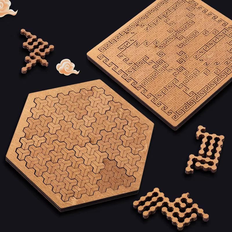 Impossible Wooden Puzzle – 10-Level Tangram Brain Teaser