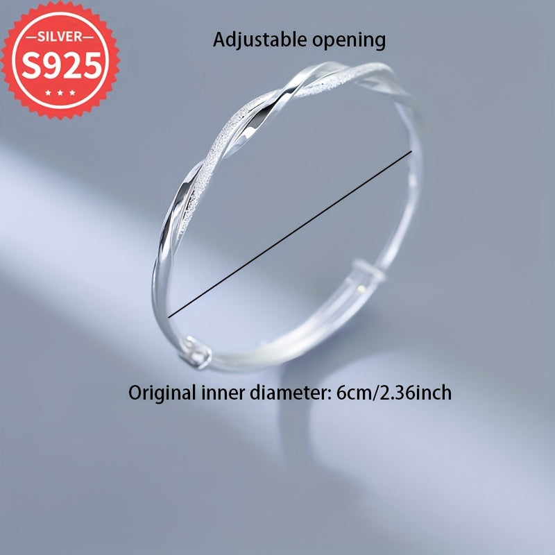 Elegant 925 Sterling Silver Mobius Ring Bangle – Hypoallergenic Double-Layer Starry Design Bracelet for Women, Perfect for Daily Wear & Special Occasions