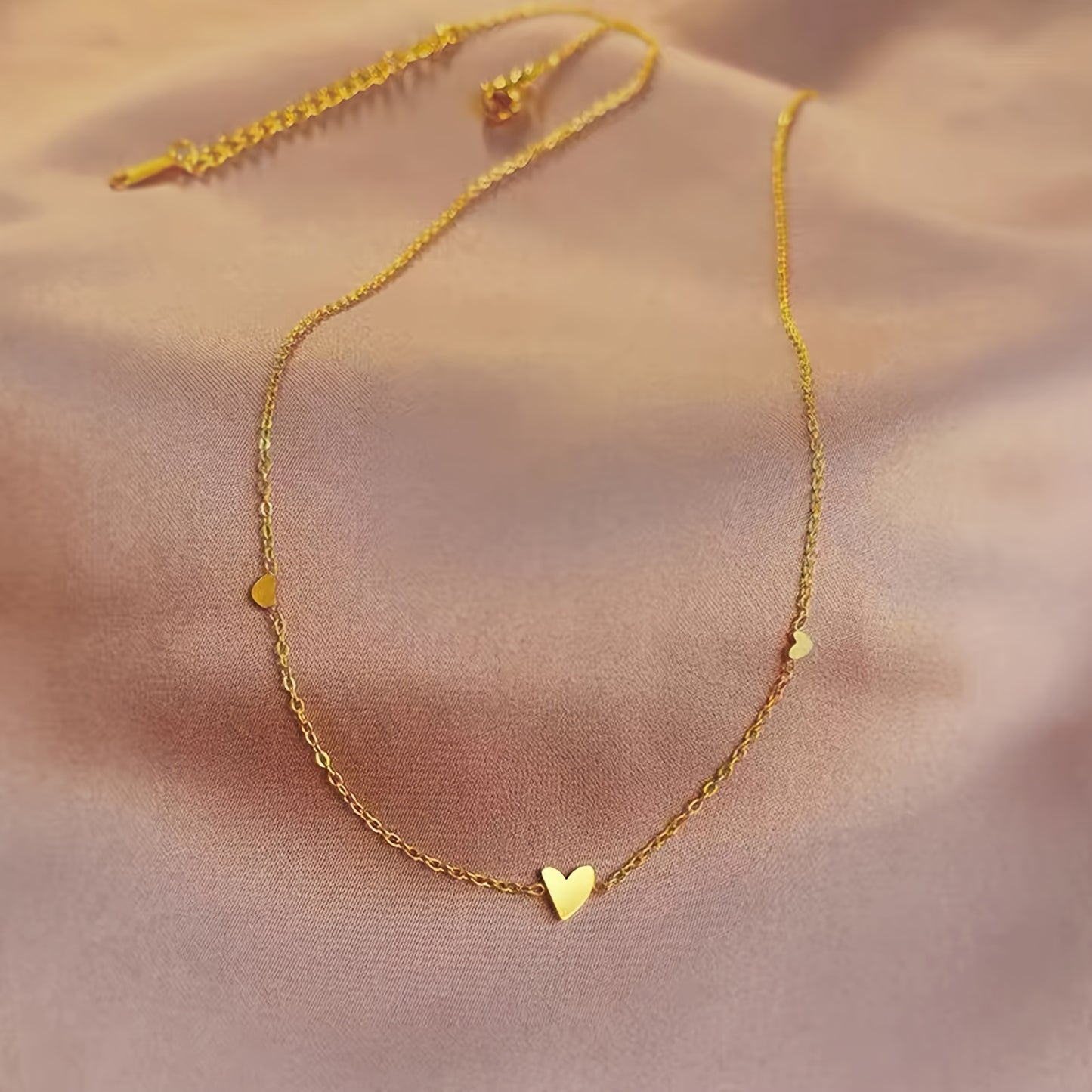 Boho Chic Gold Love Heart Pendant Clavicle Necklace