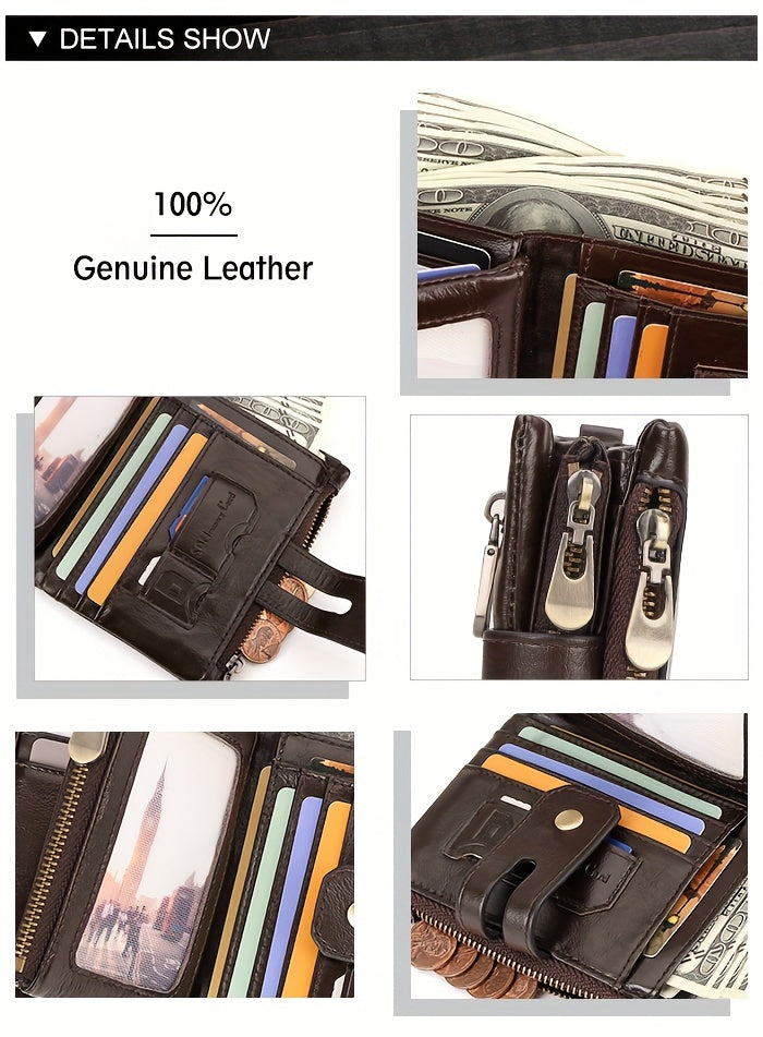 Men's RFID Blocking Genuine Leather Wallet