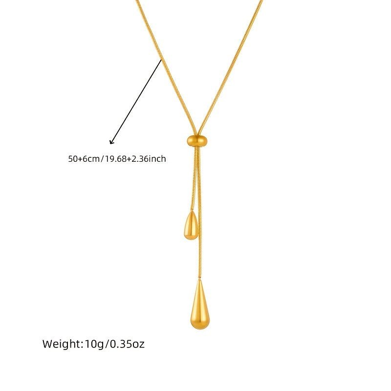 Golden Tassel Water Drop Pendant Fashion Jewelry Set