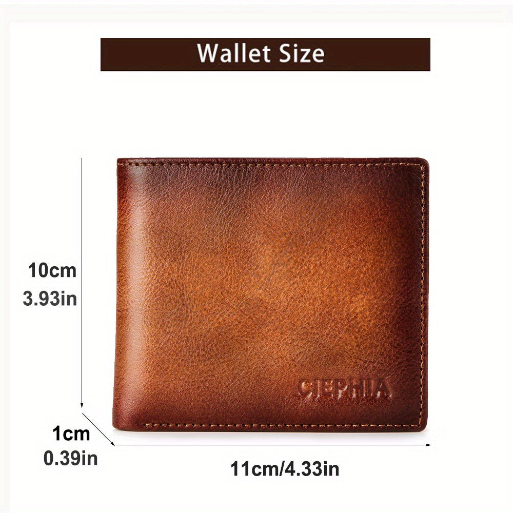 Men's Genuine Leather Anti Theft Brush Wallet