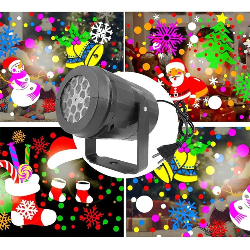 Rotating LED Snowflake Projector – 16 Festive Patterns for Indoor & Outdoor Use
