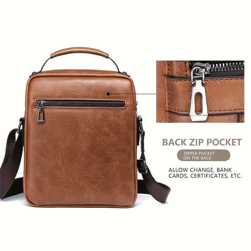 Men's Vintage Faux Leather Shoulder Bag