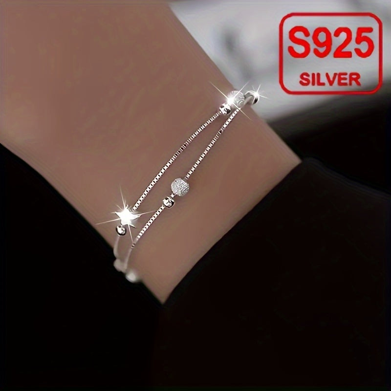 Women's Double-Layer Star Bracelet – 925 Sterling Silver, Hypoallergenic, Versatile Jewelry for Beach, Daily Wear, Weddings & Special Occasions, Perfect Gift for Mother’s Day, Valentine’s Day & Ramadan