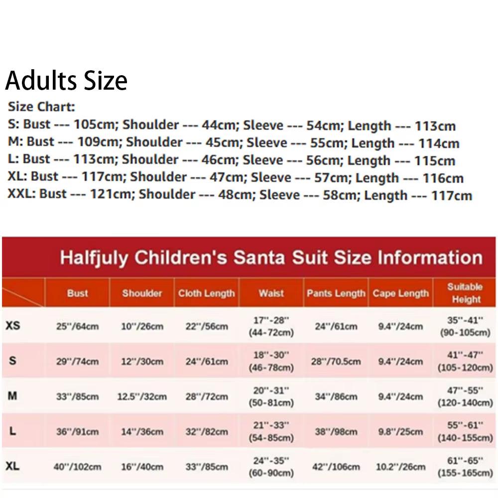 Deluxe Velvet Santa Suit – 8Pc Adult & Kids Christmas Costume Set
