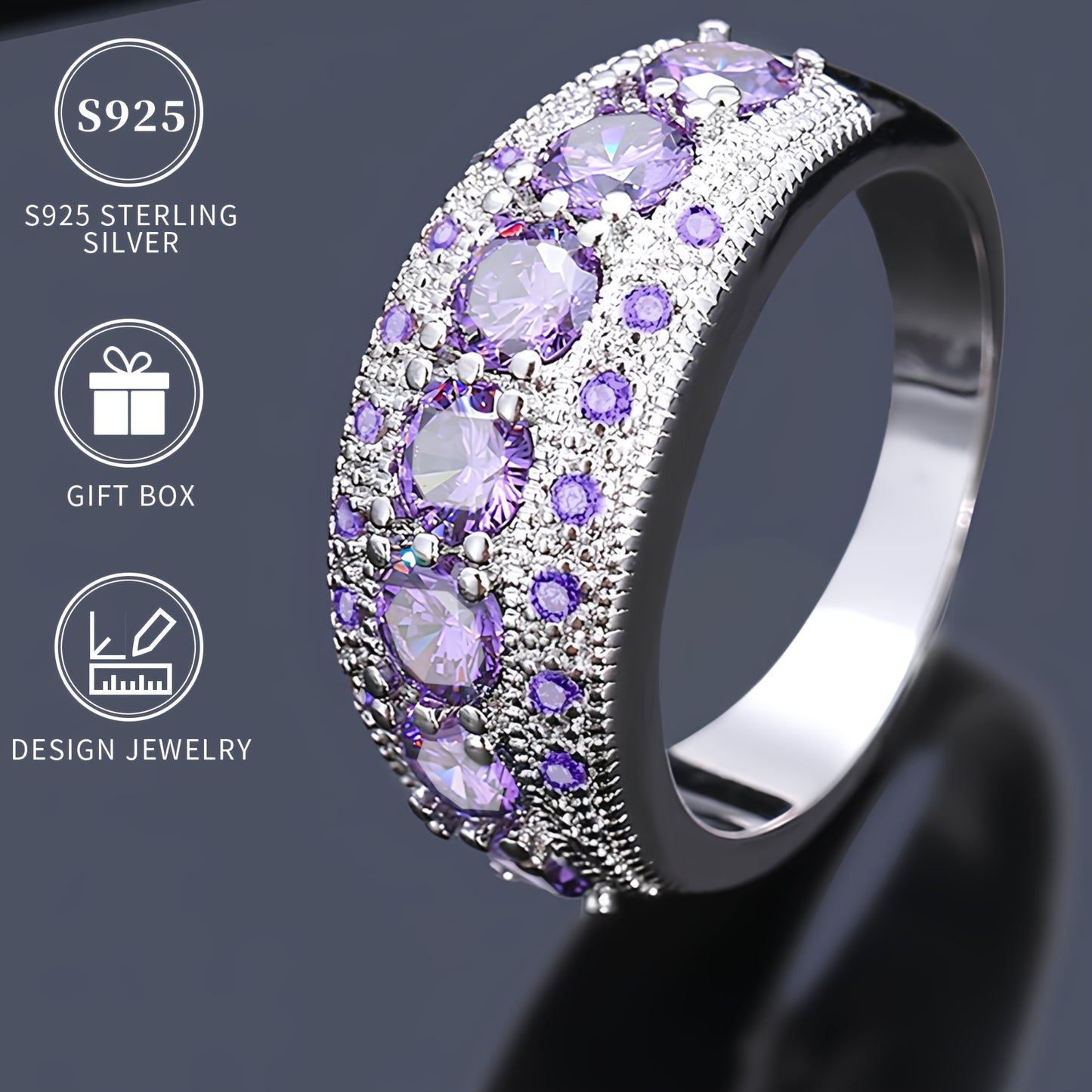 Silvery Diamond Ring Low Allergy