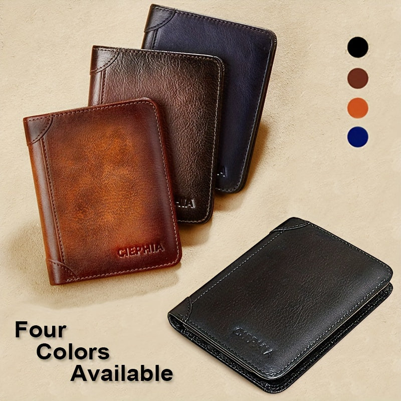 CIEPHIA Vintage Genuine Leather RFID Blocking Wallet for Men