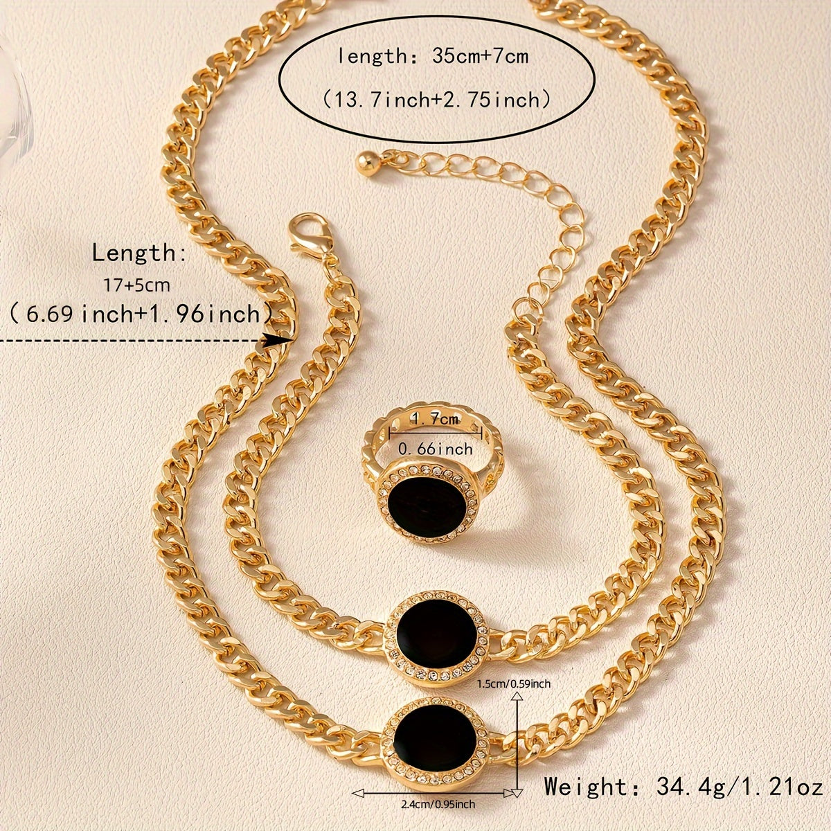 Simple and elegant black round necklace set