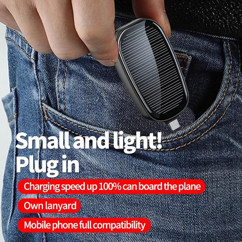 Solar Mini Power Bank Key Ring – Emergency Charger (1200mAh)