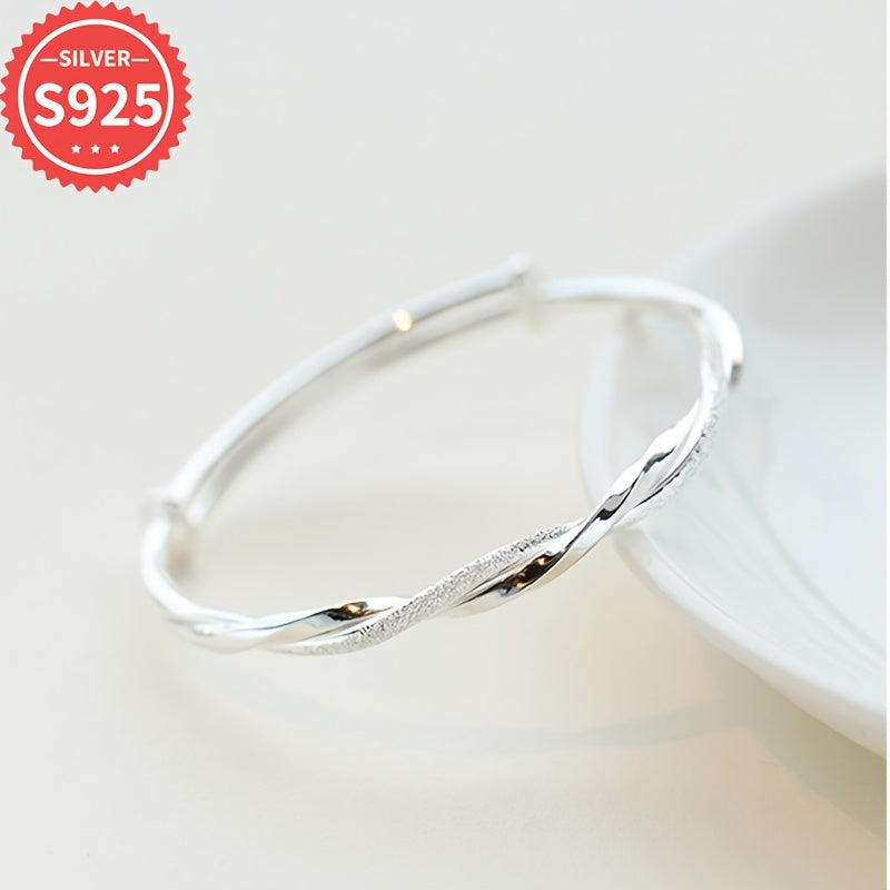 Elegant 925 Sterling Silver Mobius Ring Bangle – Hypoallergenic Double-Layer Starry Design Bracelet for Women, Perfect for Daily Wear & Special Occasions