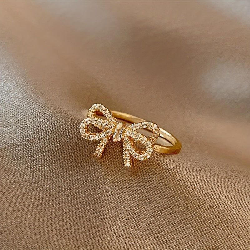 Elegant Adjustable Butterfly Rhinestone Ring