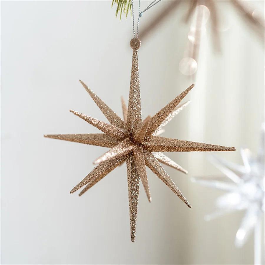 Exploding Star Christmas Tree Topper – Champagne & White Accent