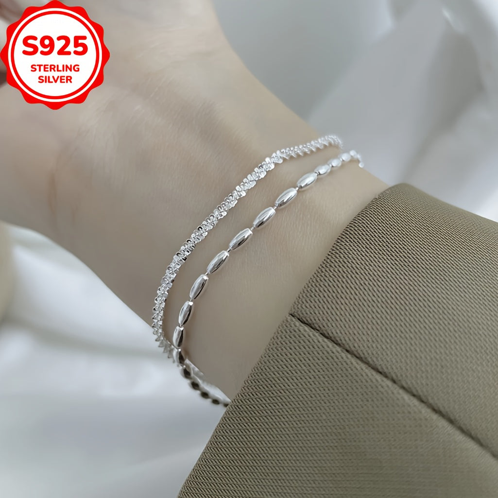 925 Silver Bracelet Starry Rice Grain Double Layer Bracelet Sparkling Light Luxury Sense Fashion Women's Jewelry, The Perfect Gift For Her, Christmas Gift Birthday Gift