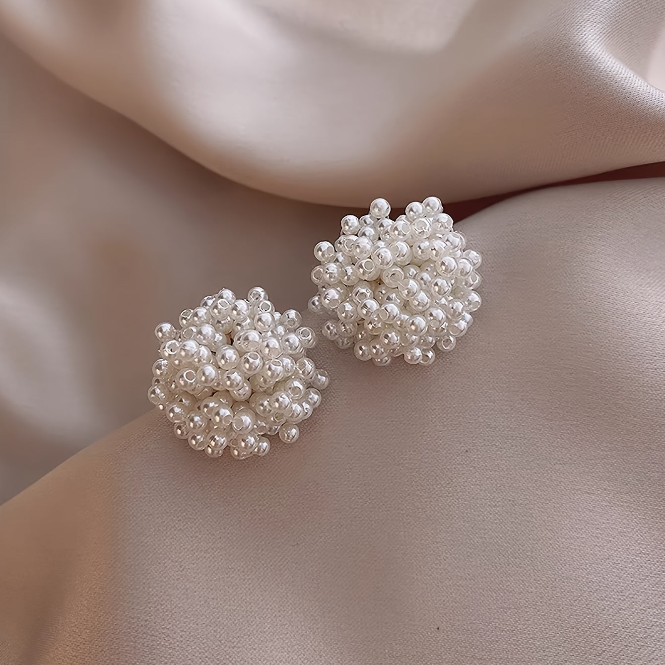 Elegant Simple Chic Unique Spherical Faux Pearl Stud Earrings