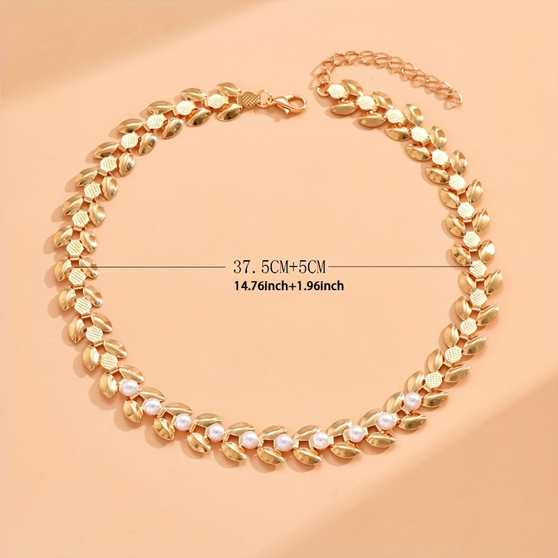 Elegant Golden-Tone Wheat Ear Choker Necklace