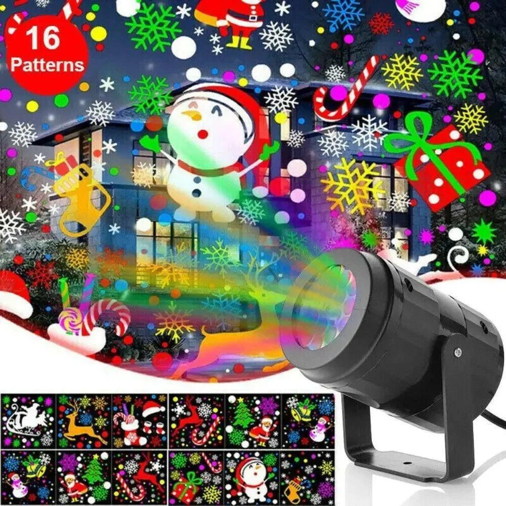 Rotating LED Snowflake Projector – 16 Festive Patterns for Indoor & Outdoor Use