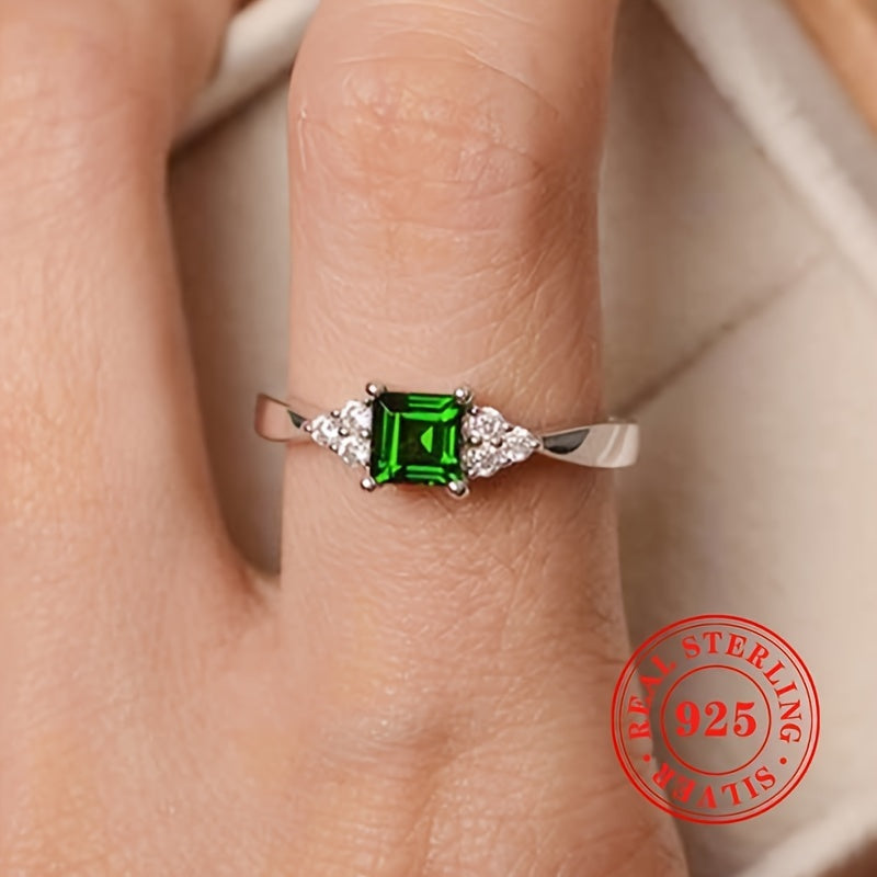 Synthetic Emerald Diamond With 4-Prong Setting