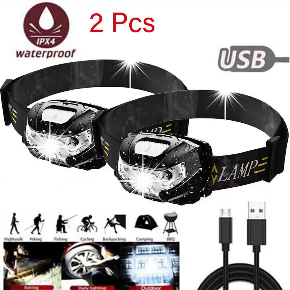 USB Rechargeable LED Headlamp – Waterproof, 3 Modes, 10H Runtime (1/2 Pack) | Built for Outdoor Safety and Hands-Free Convenience