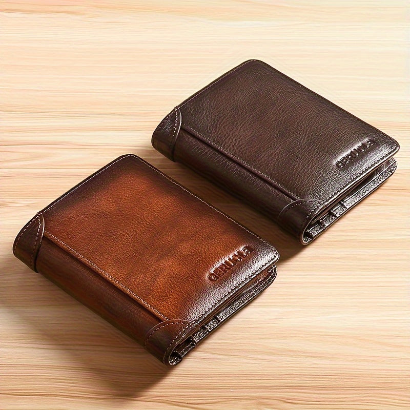 Men's Trendy Tri-Fold Genuine Leather Thin Card Holder