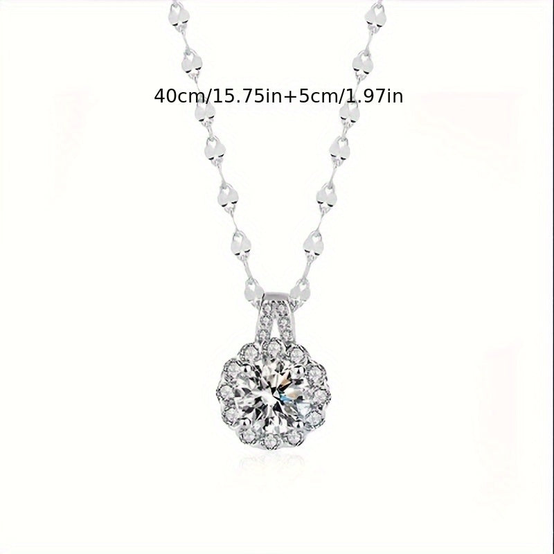 Elegant Sterling Silver Necklace with Luxurious Synthetic Zirconia