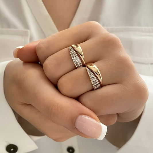 A Copper Inlaid Synthetic Zirconia Open Ring