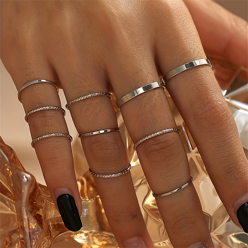 10pcs Set Fashion Stackable Rings