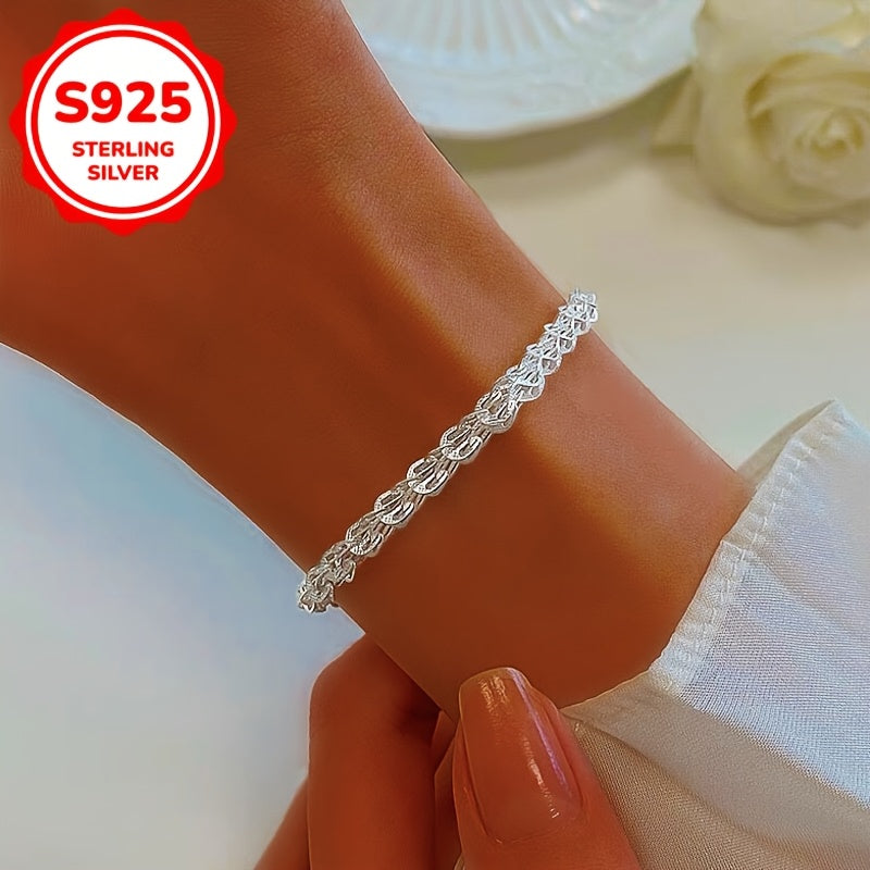 925 Sterling Silver Phoenix Tail Bracelet Female Simple Minimalist Bracelet Jewelry Silvery Color Approx. 3g per piece