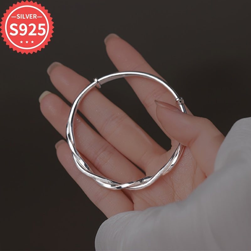 Elegant 925 Sterling Silver Mobius Ring Bangle – Hypoallergenic Double-Layer Starry Design Bracelet for Women, Perfect for Daily Wear & Special Occasions