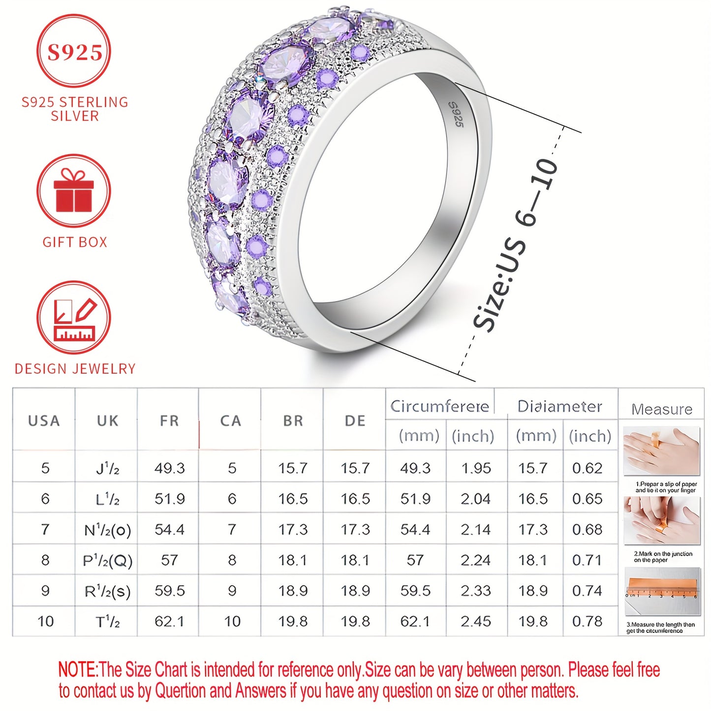 Silvery Diamond Ring Low Allergy