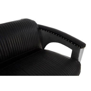 3 Seater Black Leather Sofa, Victor