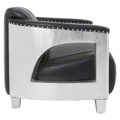 2 Seater Black Leather Sofa, Victor