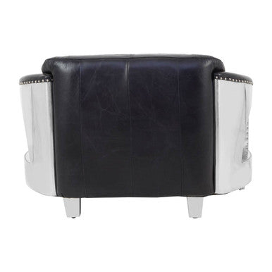 2 Seater Black Leather Sofa, Victor