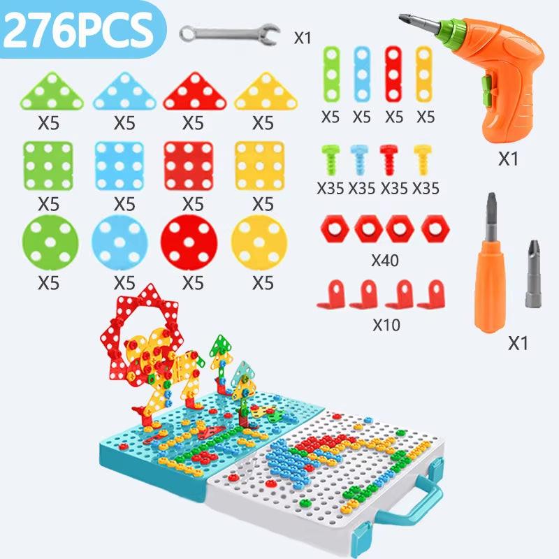 Build, Screw & Create – Kids Electric Drill Toy Set with Puzzle Blocks for STEM Learning (Ages 3–6)