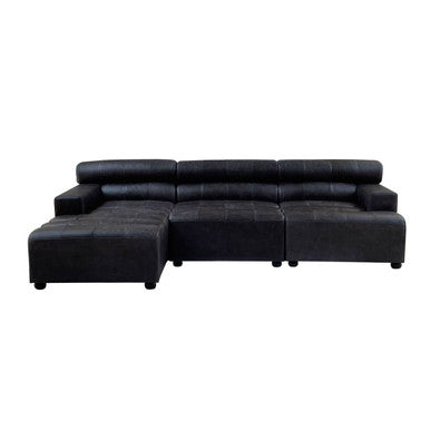 Right Arm Antique Black Leather Modular Sofas, King