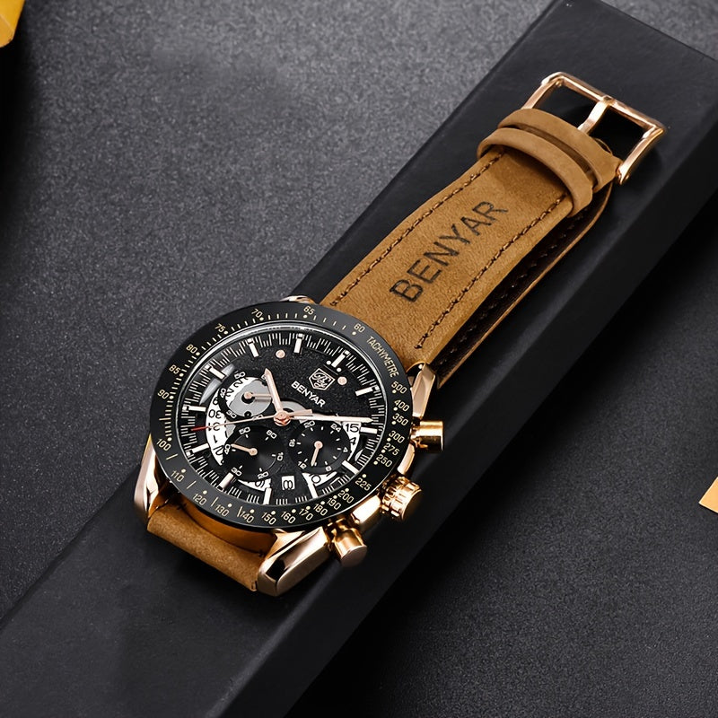 BENYAR Men's Stylish Sports Leather Watch