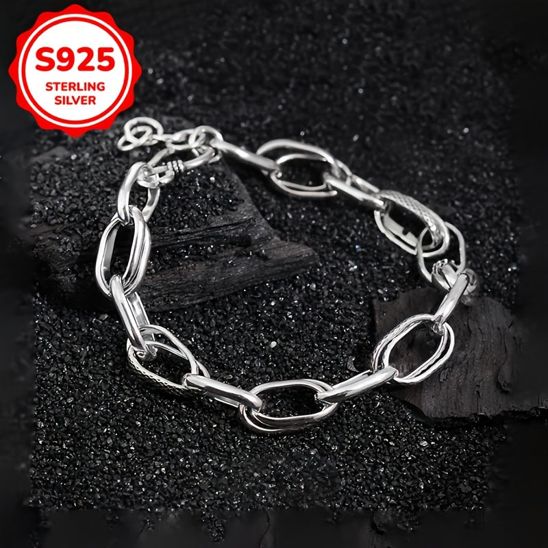 Vintage Street Style 925 Silver Bracelet – Creative Intertwined Rings Design, Lightweight 8g, Ideal for Everyday Hip-Hop Fashion & Gifts for Women