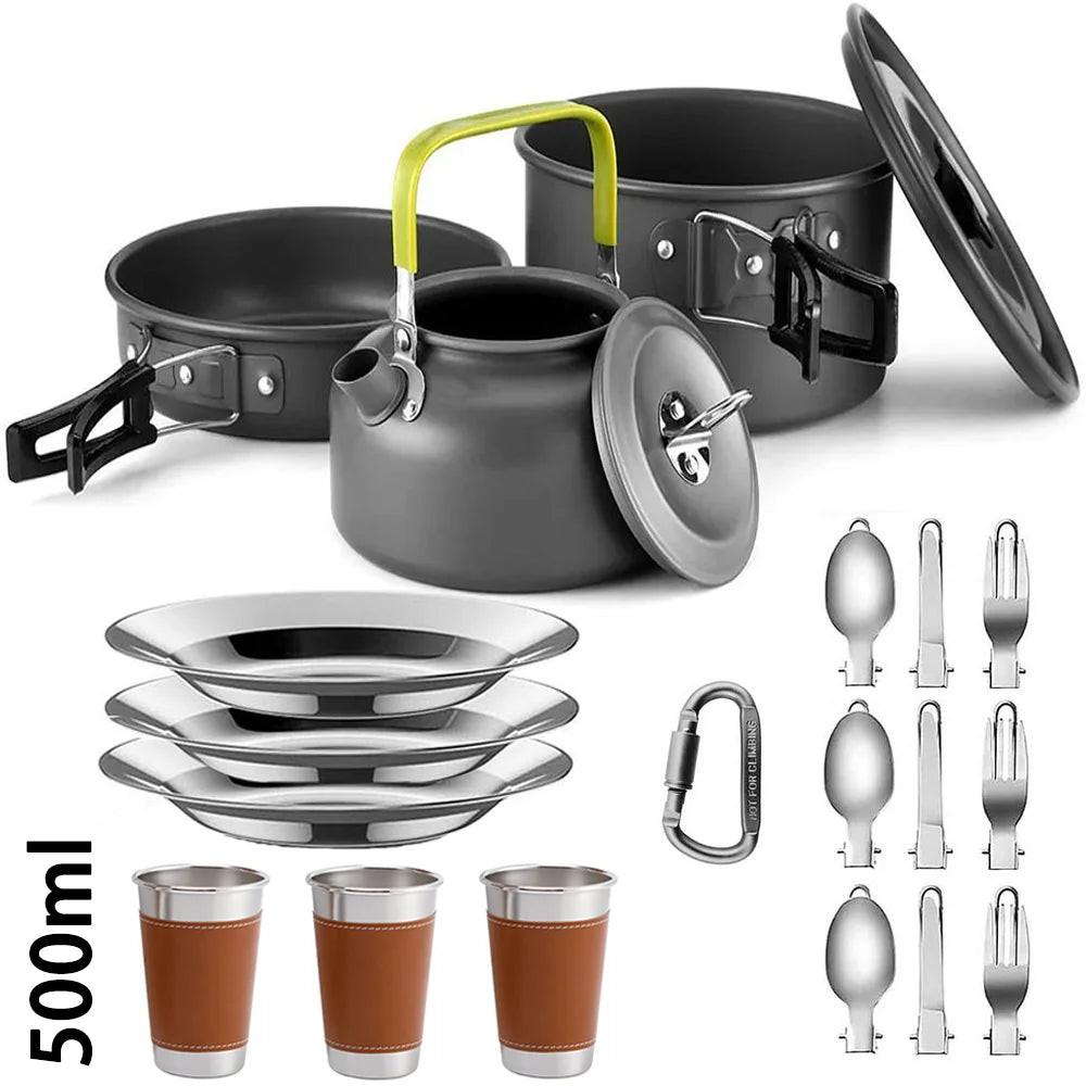 Ultralight Camping Cookware Set – Non‑Stick Aluminum Pot, Pan & Kettle for Outdoor Cooking & Hiking