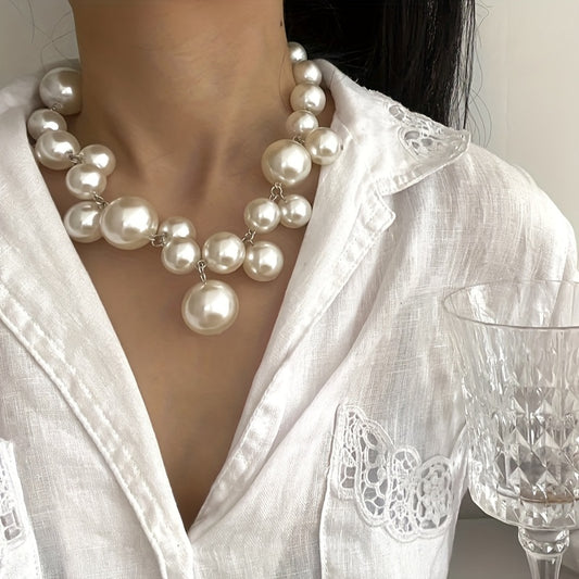 Elegant French-Inspired Faux Pearl Beaded Necklace