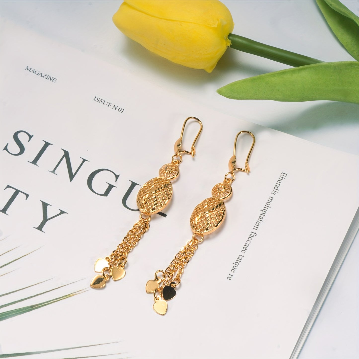 Elegant Golden Plated Copper Tassel Earrings