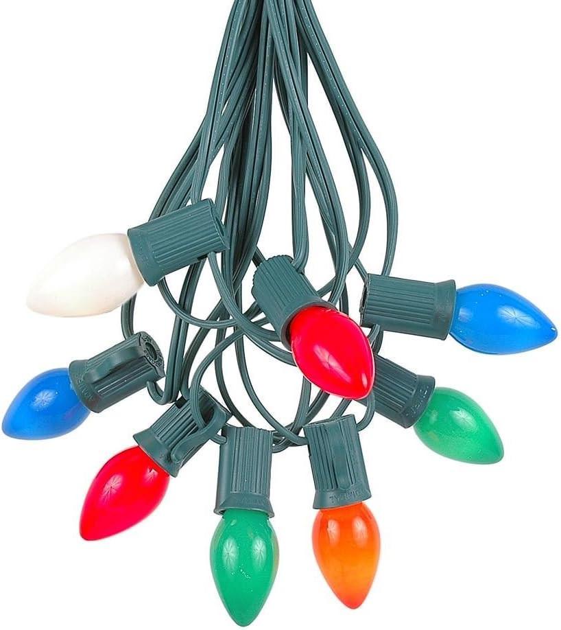 Retro Ceramic C7 Christmas Lights – 25FT String with 25 Bulbs