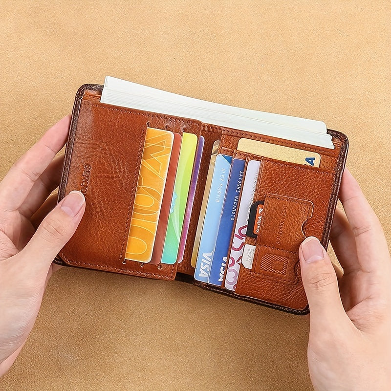 Men's Trendy Tri-Fold Genuine Leather Thin Card Holder