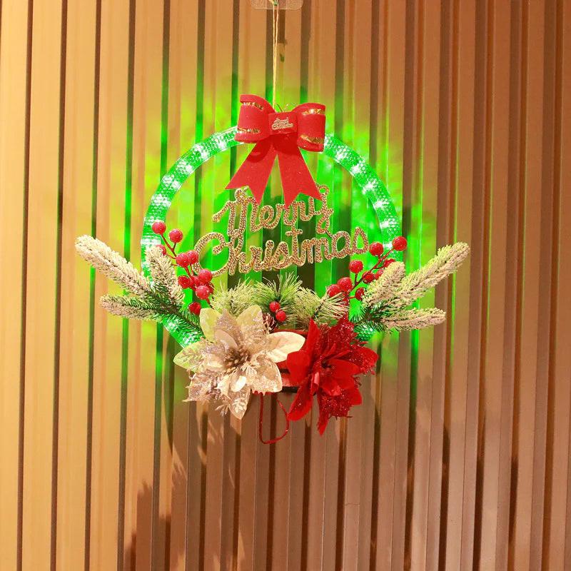 30CM Luminous Christmas Garland – Sculptural Flower Accent with 60 LEDs