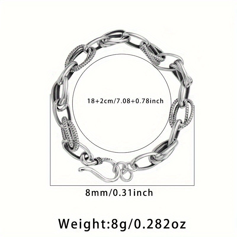 Vintage Street Style 925 Silver Bracelet – Creative Intertwined Rings Design, Lightweight 8g, Ideal for Everyday Hip-Hop Fashion & Gifts for Women