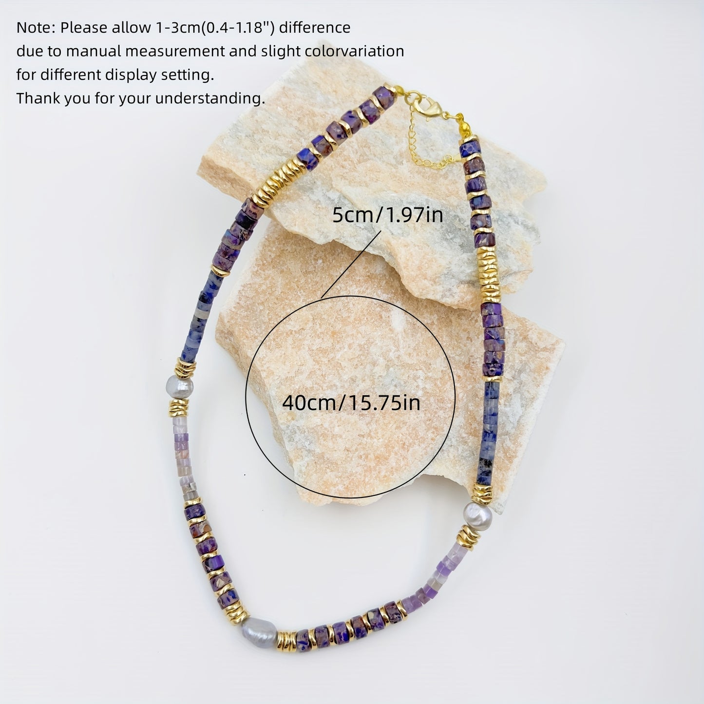 Purple for Galaxy Natural Stone Pearl  Necklace