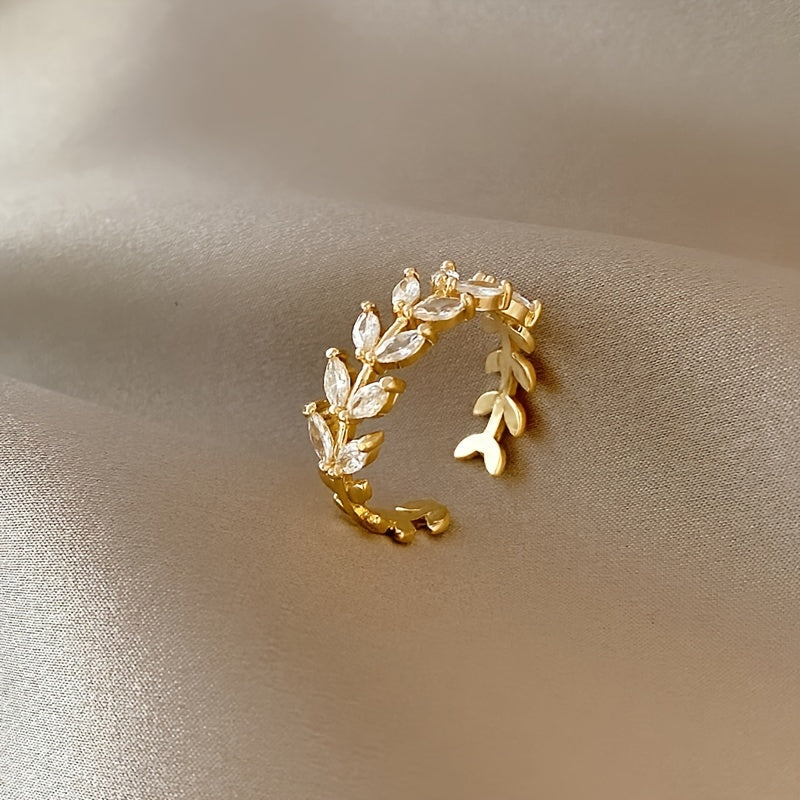 Chic Adjustable gold Leaf Ring